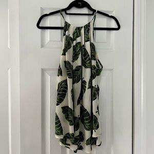 Alice Blue Palm Leaf Tank Top